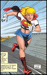 Supergirl running in her new white t-shirt costume