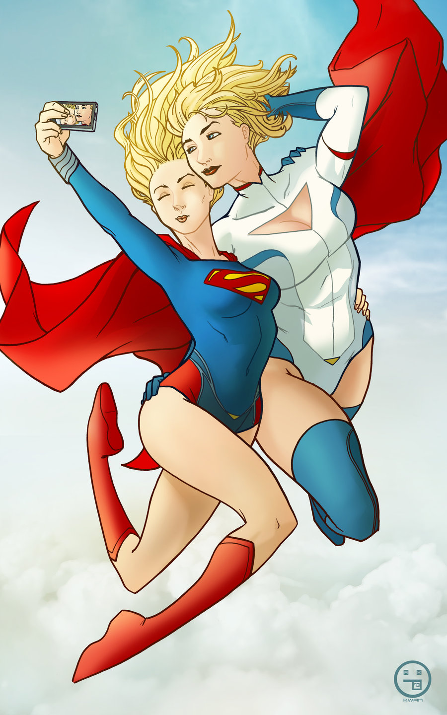 Supergirl-and-Power-Girl-by-Andrew-Kwan