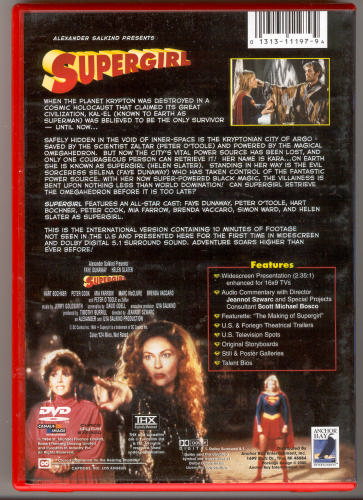 SUPERGIRL International Version (DVD Back)